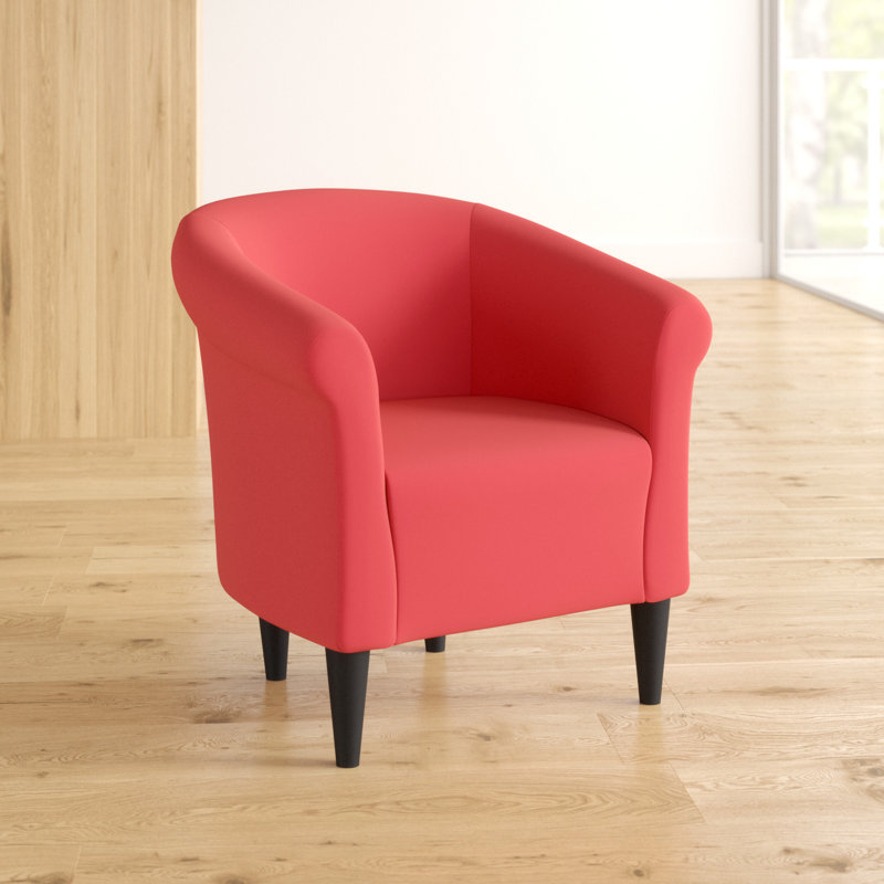 Liam Upholstered Barrel Chair, Toulan Marsala Red Twill