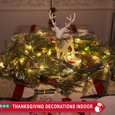 6 Ft Christmas Garland With Lights, 30 Warm Lights With 8 Light Modes,prelit Christmas Garland With Pine Cones,lighted Garland, Ceadr Garlands Realistic，outdoor Garland With Lights