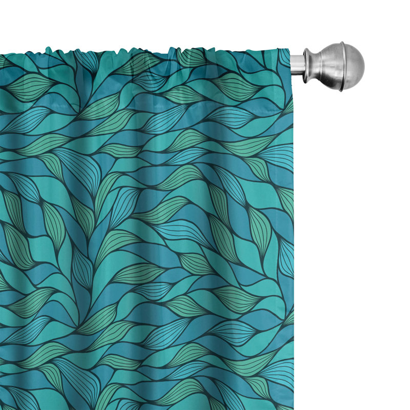 Teal Blue Polyester Rod Pocket Room-Darkening Curtain Panels, 28" x 63"