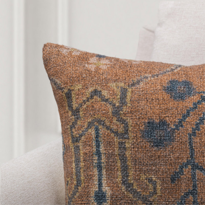 Bungalow Linen Floral Pillow Cover & Insert, Brown/Green Floral, Square 22"