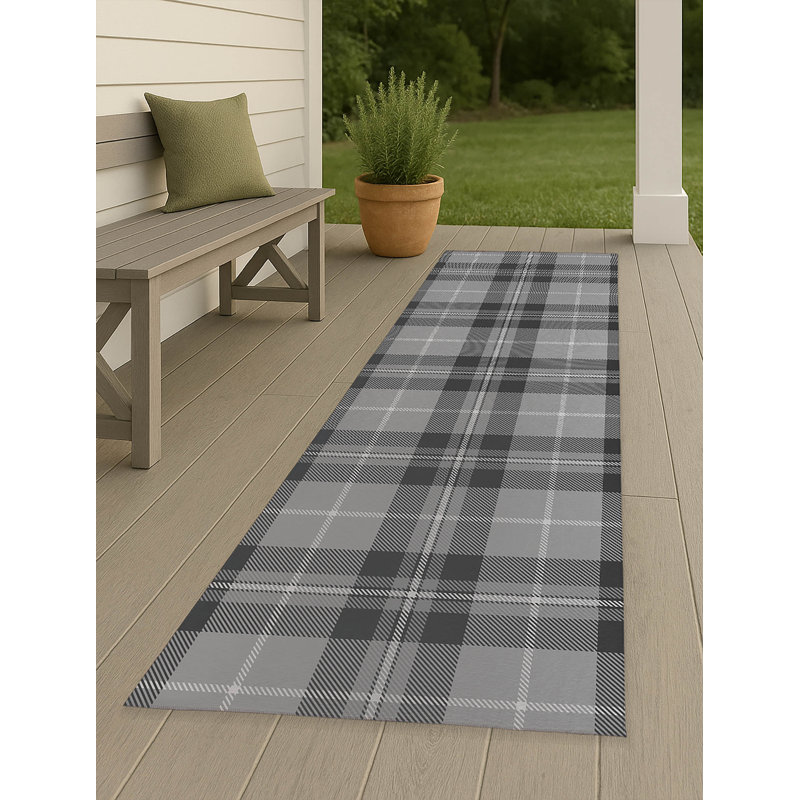 Tapis d'extérieur antidérapant Tartan Block, Tapis de couloir 2 pi 6 po x 8 pi