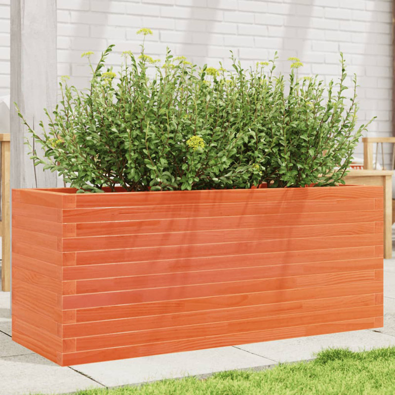 3 Wood Planter, Wax brown, 45.5cm H x 110cm W x 40cm D