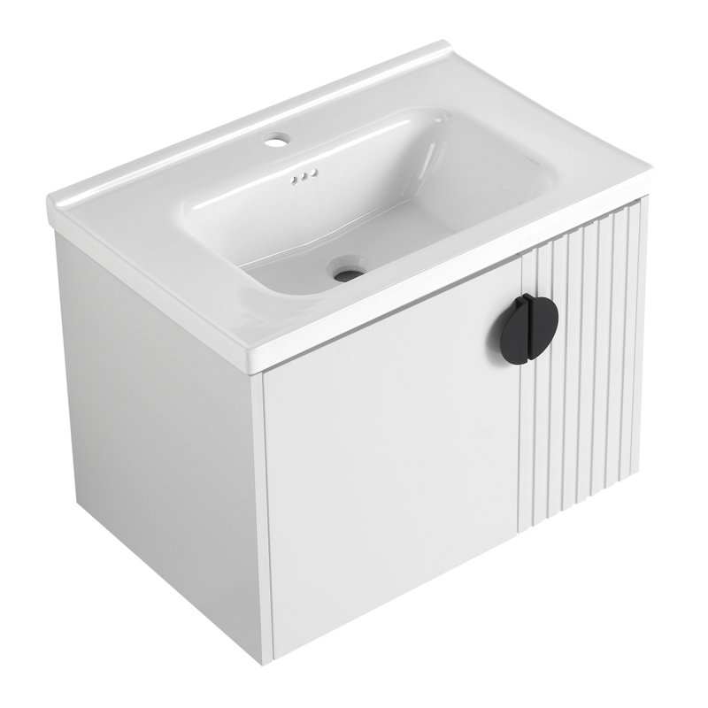 Meuble-lavabo avec lavabo, Blanc, 28"