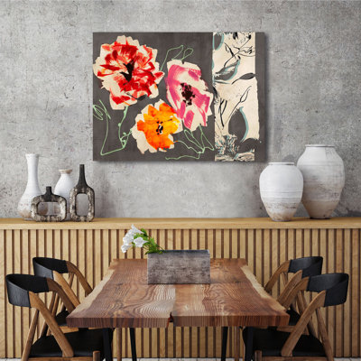 Neon Flowers I by Kelly Parr - Wrapped Canvas Painting