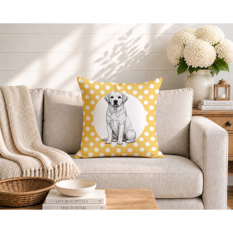 Oreiller réversible intérieur / extérieur Labrador Retriever, 20 x 20, Jaune