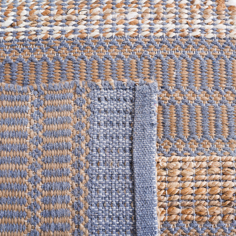 Gray and Beige Geometric Cotton Flatweave Area Rug, 6' x 9'