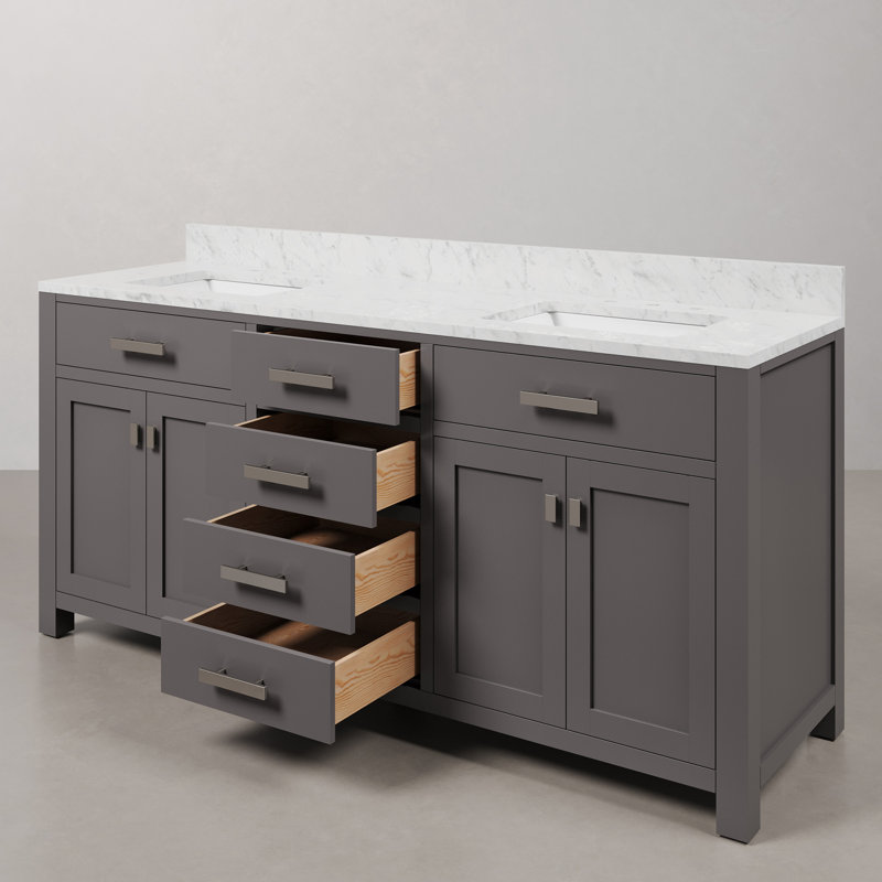 Ensemble de meuble-lavabo double 72 po Minnetrista, Gris, Chrome