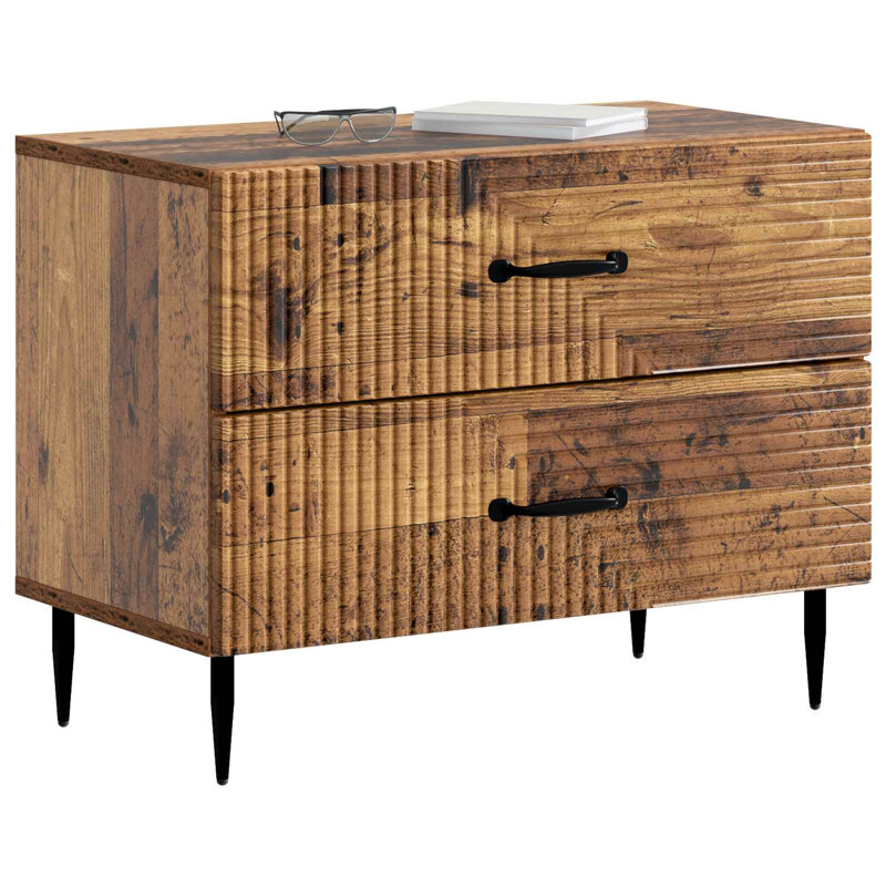 62cm W Manufactured Wood Bedside Table, Old Wood