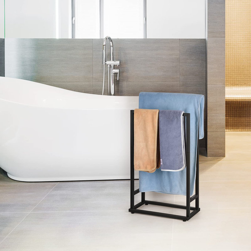 Porte-serviettes sur pied, Noir
