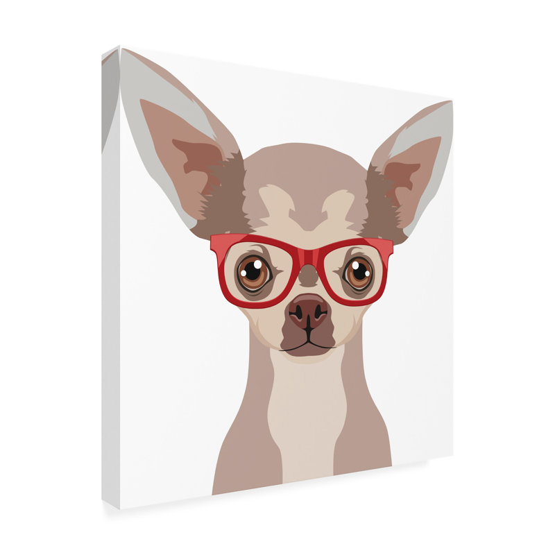 Art sur toile «Chihuahua portant des lunettes de hipster 2» de Furbaby Affiliates, H 24 po x l 24 po x P 2 po