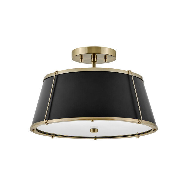 Clarke Medium Semi-Flush Mount, Warm Brass, Black