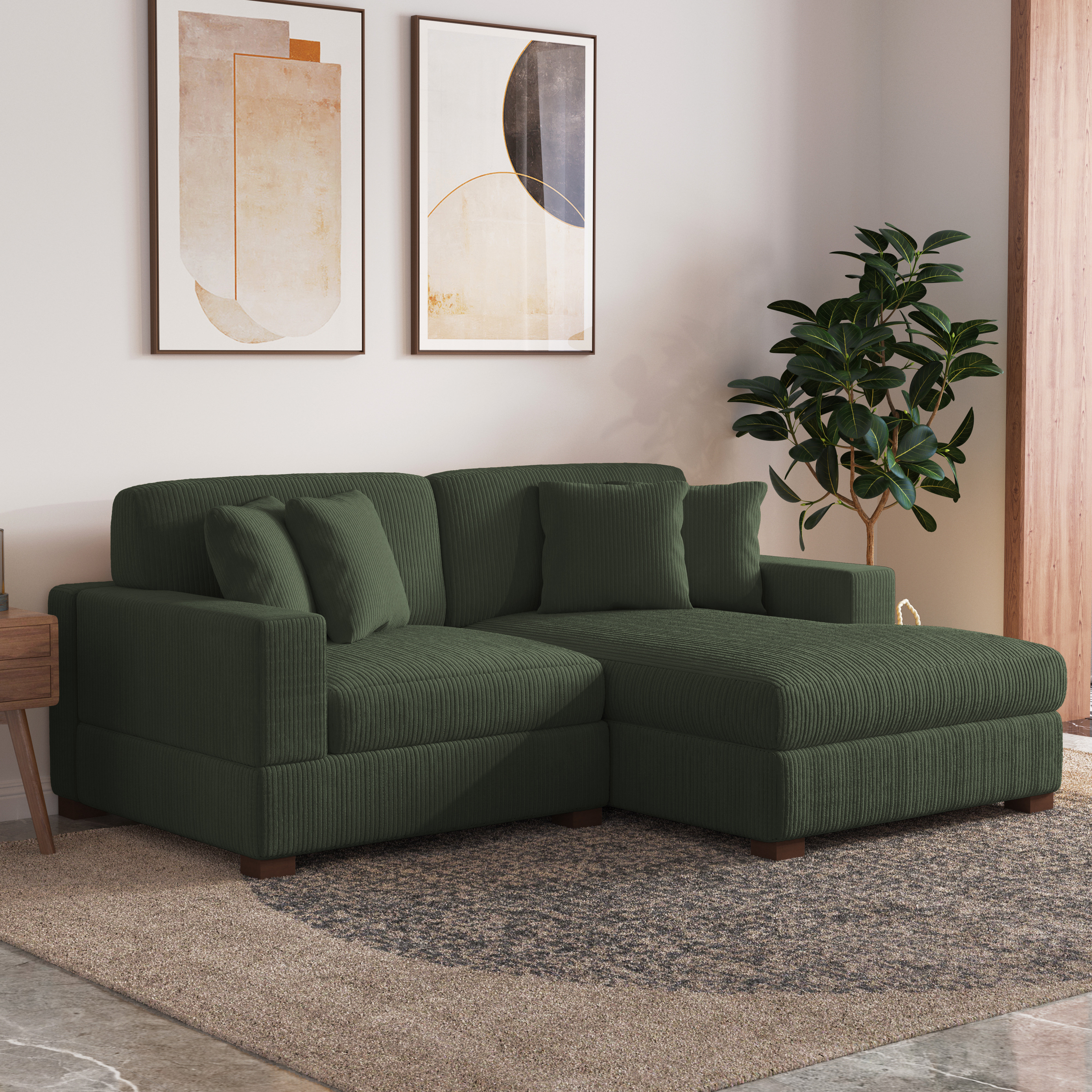 Milbrey 2-Piece Corduroy Sectional Sofa | Modern Design