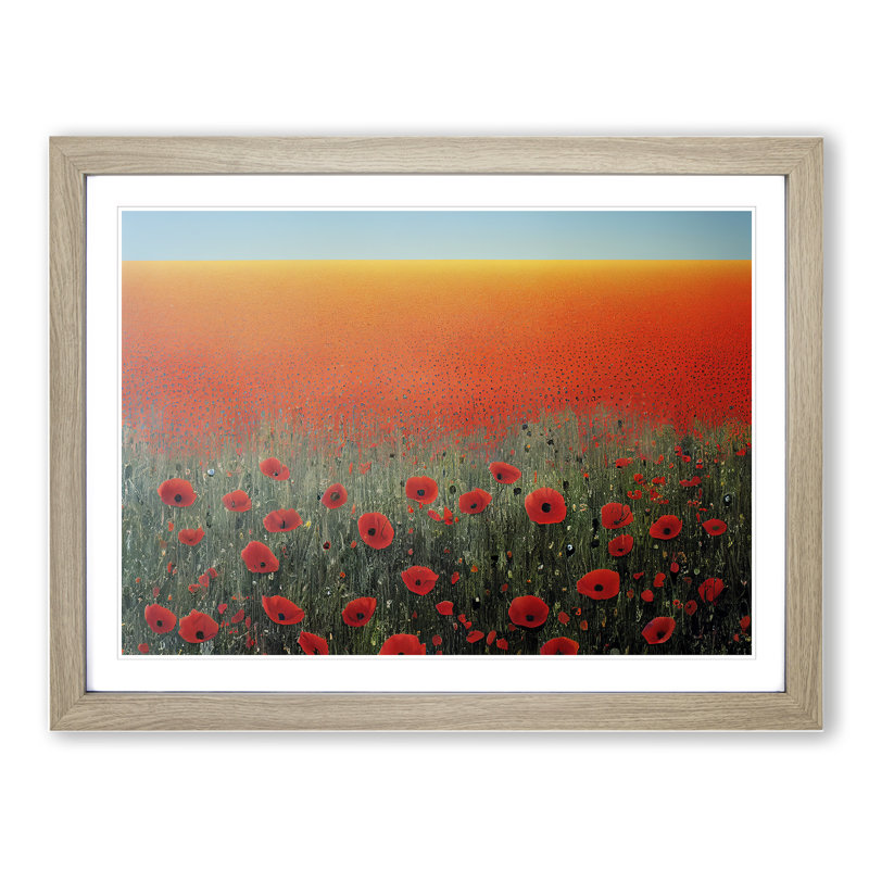 Spellbinding Poppy Field Flowers - Framed Print, Oak, 34cm H x 46cm W x 2cm D