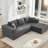 106" Modern L-shape Cloud Sectional With Right Facing Chaise, Gray Corduroy, No Assembly, 3 For 's Play Assembly Living Area-542226455-542226457
