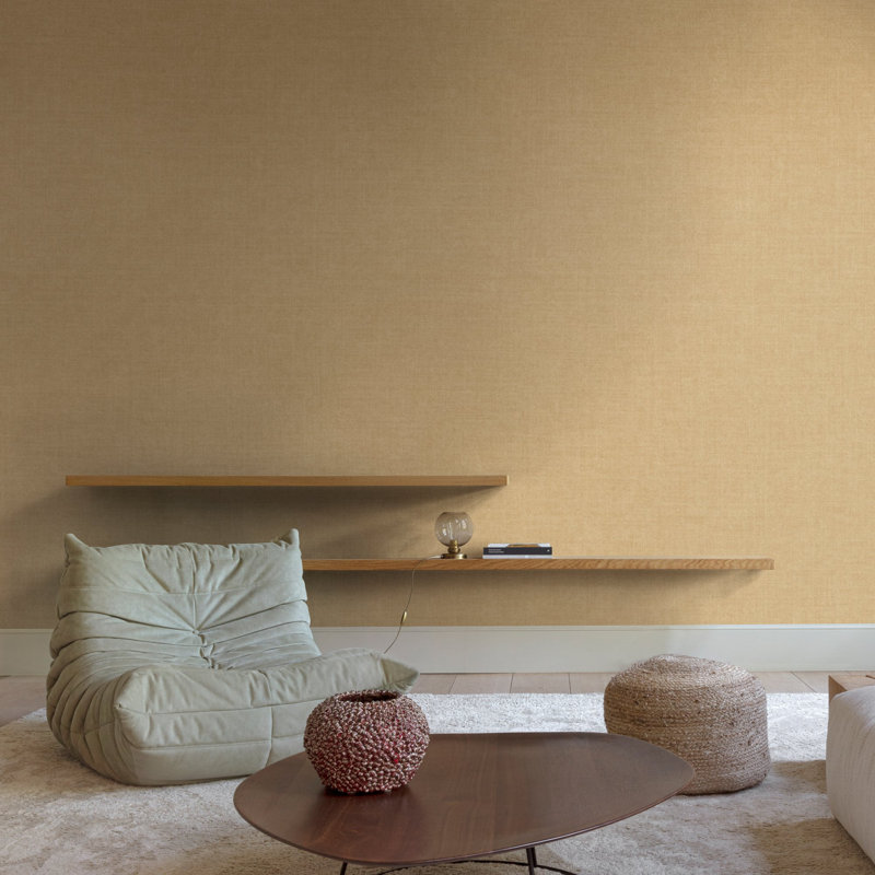 Inia Collection Textile Plain Wallpaper Roll, Olive Green