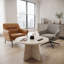  Table basse ronde de style travertin, table d'appoint moderne en faux pierre et table de bout pour le salon - 35,4 po-691709626