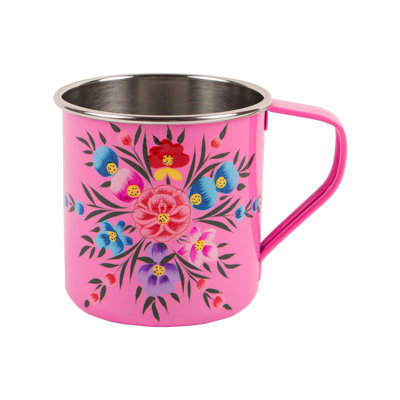 Raspberry Pansy 450Ml Stainless Steel Camping Mug - By BillyCan