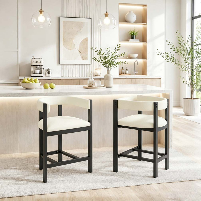 TABOURET DE COMPTOIR, Beige+Black