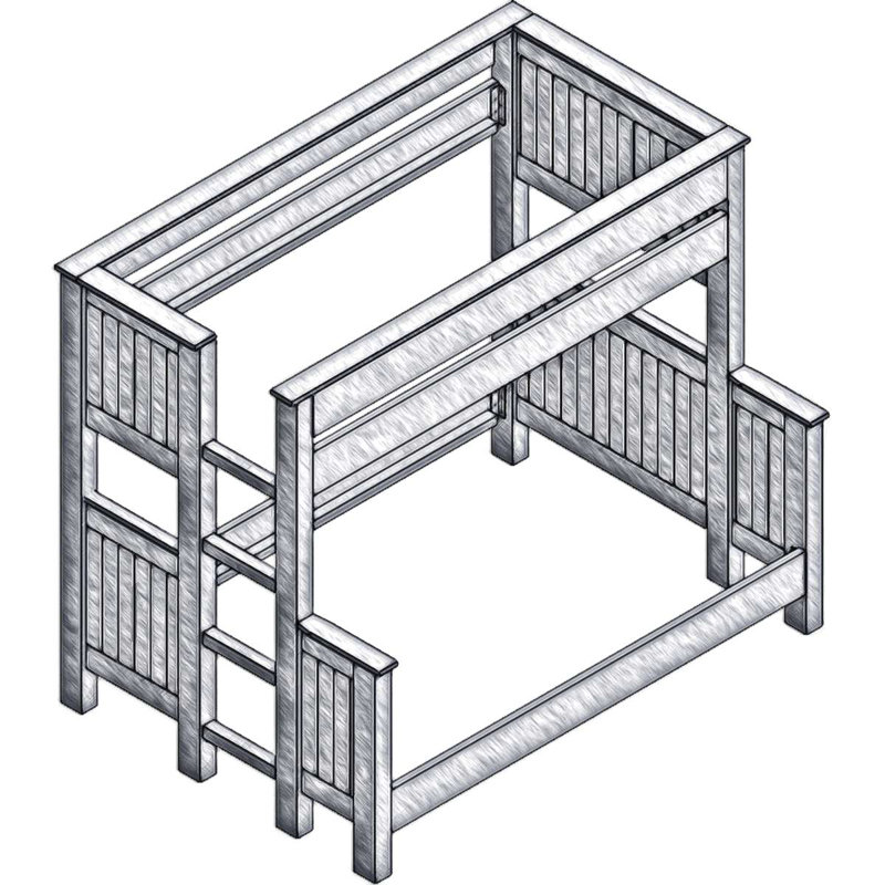 Solid Wood Standard Bunk Bed by Fireside Lodge, Twin over Queen with Ladder on Right