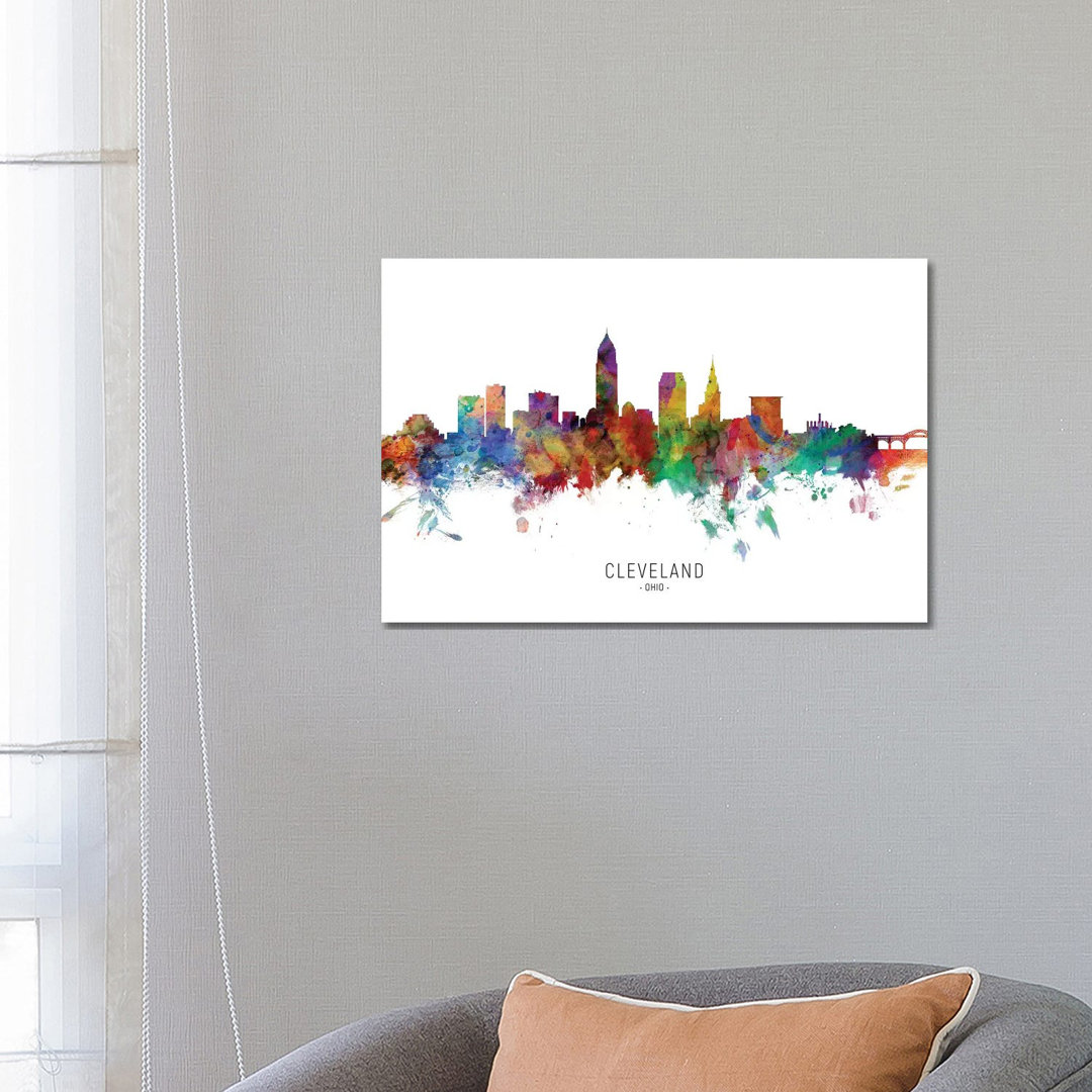 Cleveland Ohio Skyline by Michael Tompsett - Wrapped Canvas Print