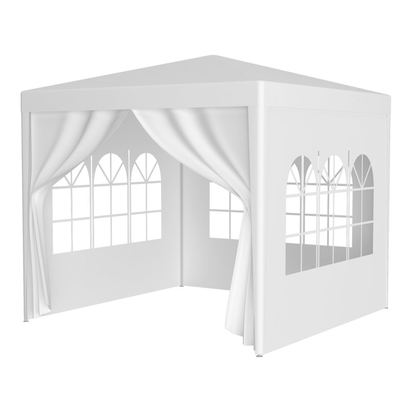 Auvent de mariage 10 pi x 10 pi pour tente de réception d'extérieur robuste + 4 murs amovibles, Blanc