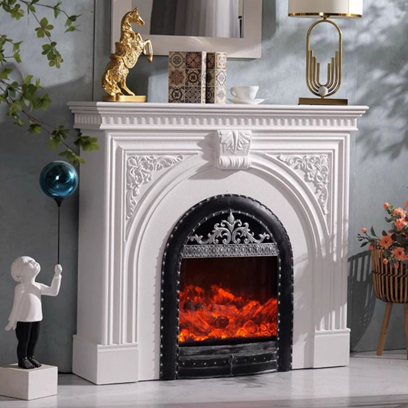 Manufactured Wood Freestanding Fireplace, White