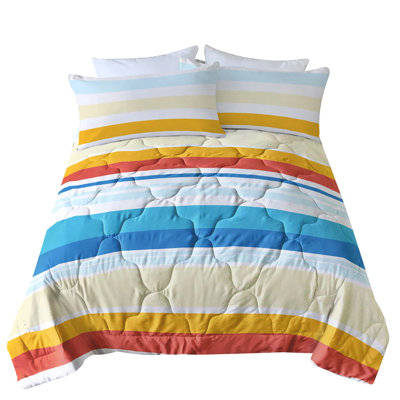 Rainbow Stripes Comforter Set Queen Size 3-piece, Soft Microfiber Bedding With 2 Pillow Shams, Lightweight All-season Comforter, Wrinkle & Stain Resistant