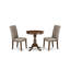Ensemble de coin repas 3 pièces pour petits espaces comprenant une table de salle à manger ronde avec piédestal et 2 chaises de salle à manger Parson en tissu kaki foncé, acajou-1581702410-1581702404-1581702407