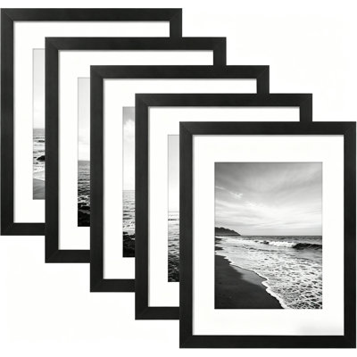 Black Gallery Wall Picture Frame Set wih Mat