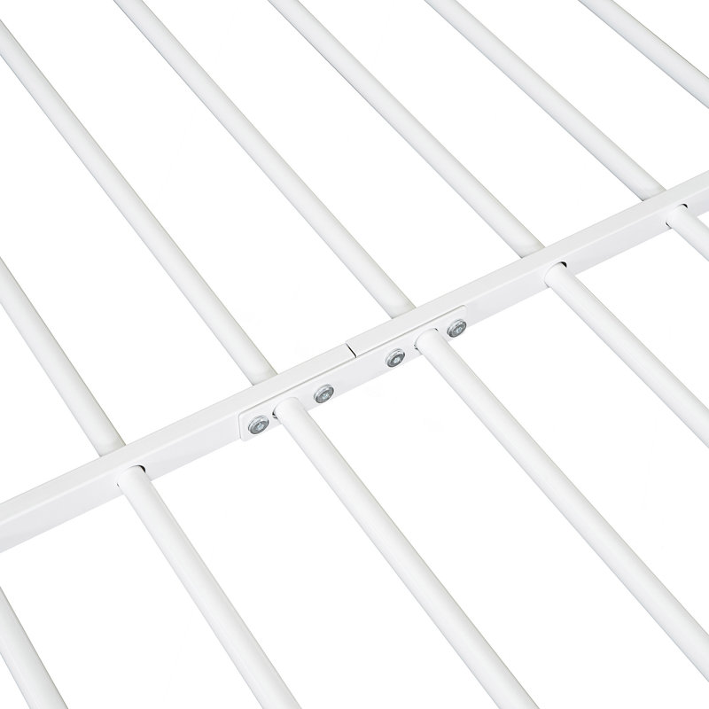 Structure de lit en métal avec tablettes et lumières, Lit simple, Blanc