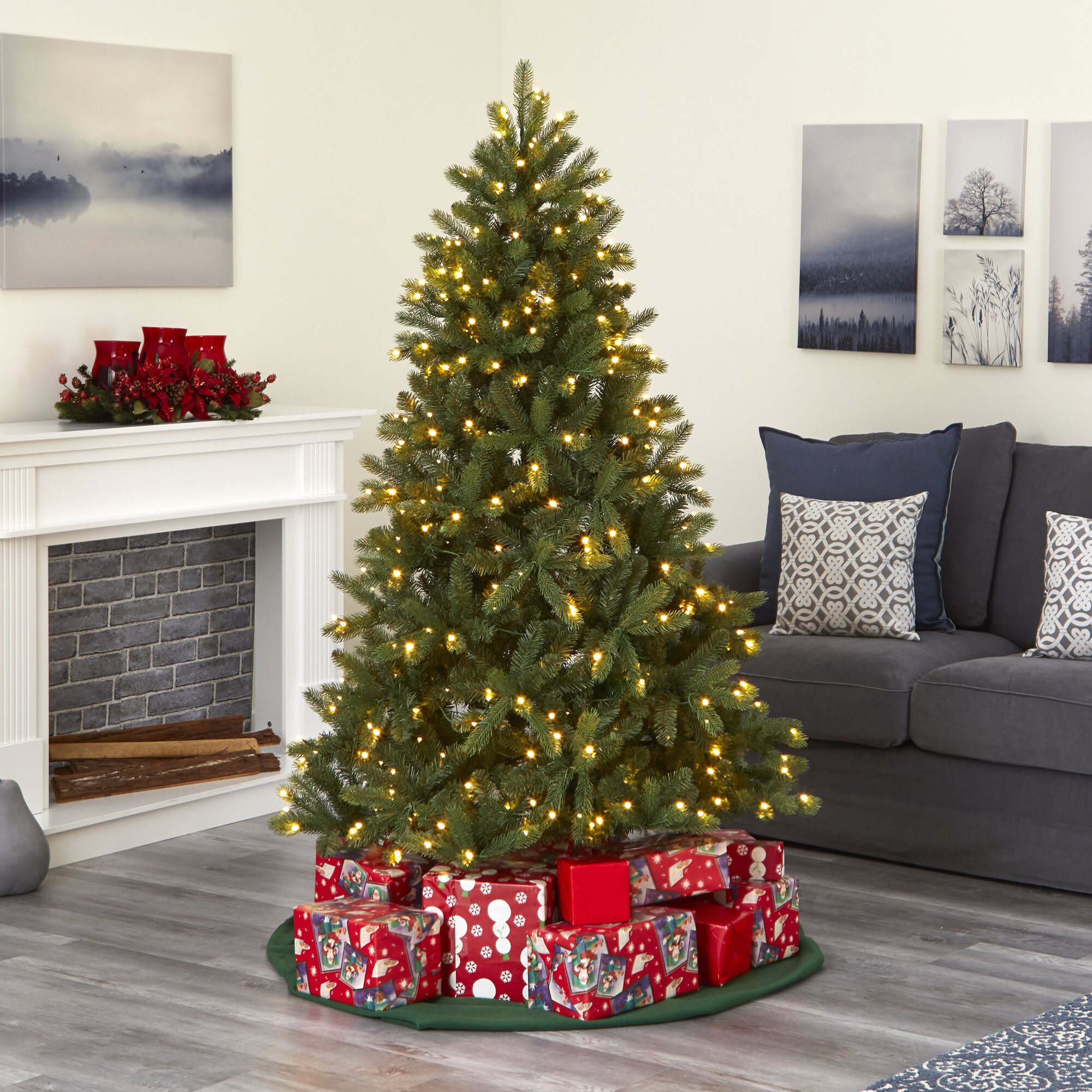 The Holiday Aisle® Green Spruce Artificial Christmas Tree with Clear ...