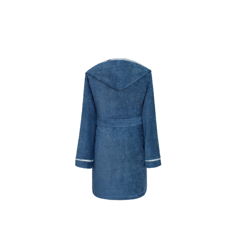 Sea Adventures 100% Cotton Terry Cloth Ankle Bathrobe with Pockets and Hood for Kids, L