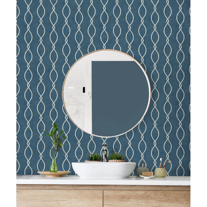 Papier peint géométrique Wardner, Bleu denim