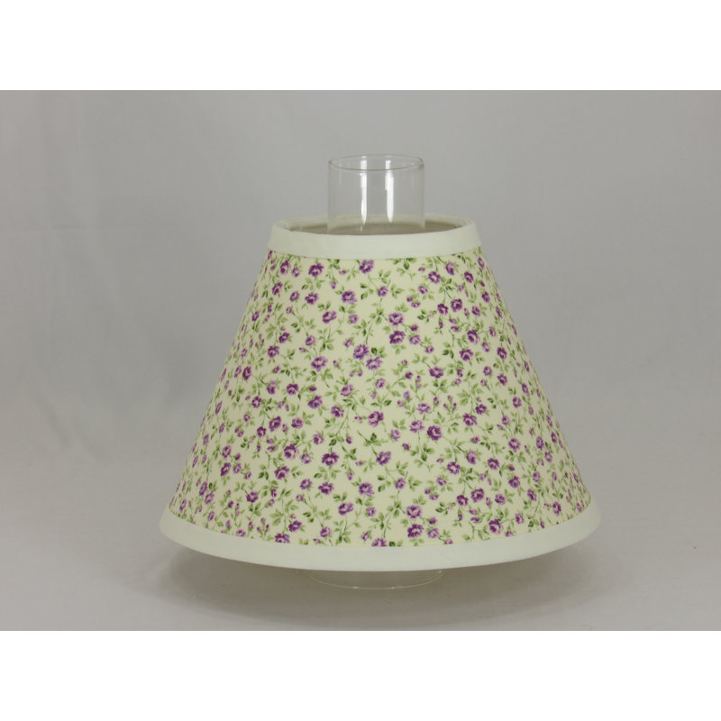 Abat-jour empire en coton (Uno) vert/mauve, H 6,75 po x l 9 po x P 9 po