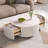 Modern Round Movable Coffee Table With Casters, 2 Drawers, Marble Pattern Sintered Stone Top, White, 29.5"-548263074