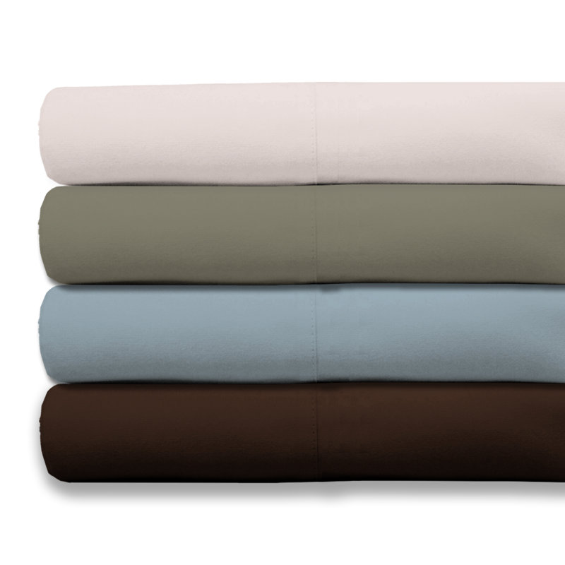 Ensemble de draps 100% coton 200 fils 200 fils, Ensemble de draps pour taille de lit double avec u, Kaki