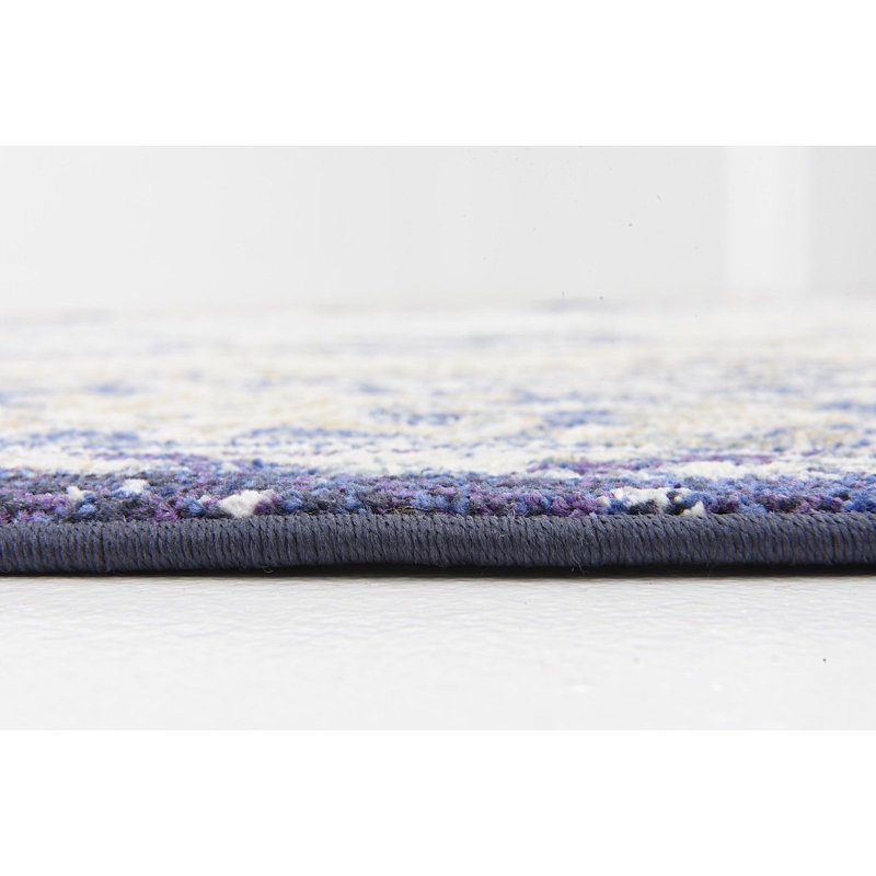 Beige oriental/Tapis décoratif bleu Bellona, Rectangle 9 pi x 12 pi