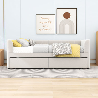 Twin Velvet Upholstered Daybed with Spacious Storage Drawers