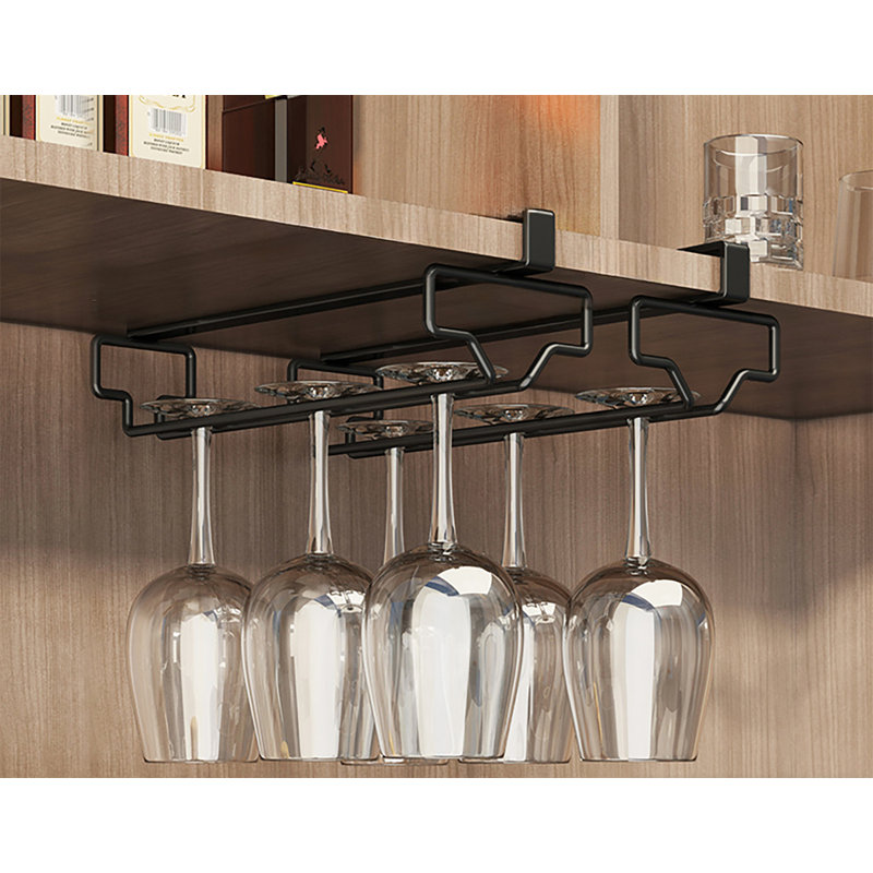 Diniz Wall Mounted Wine Glass Rack Black