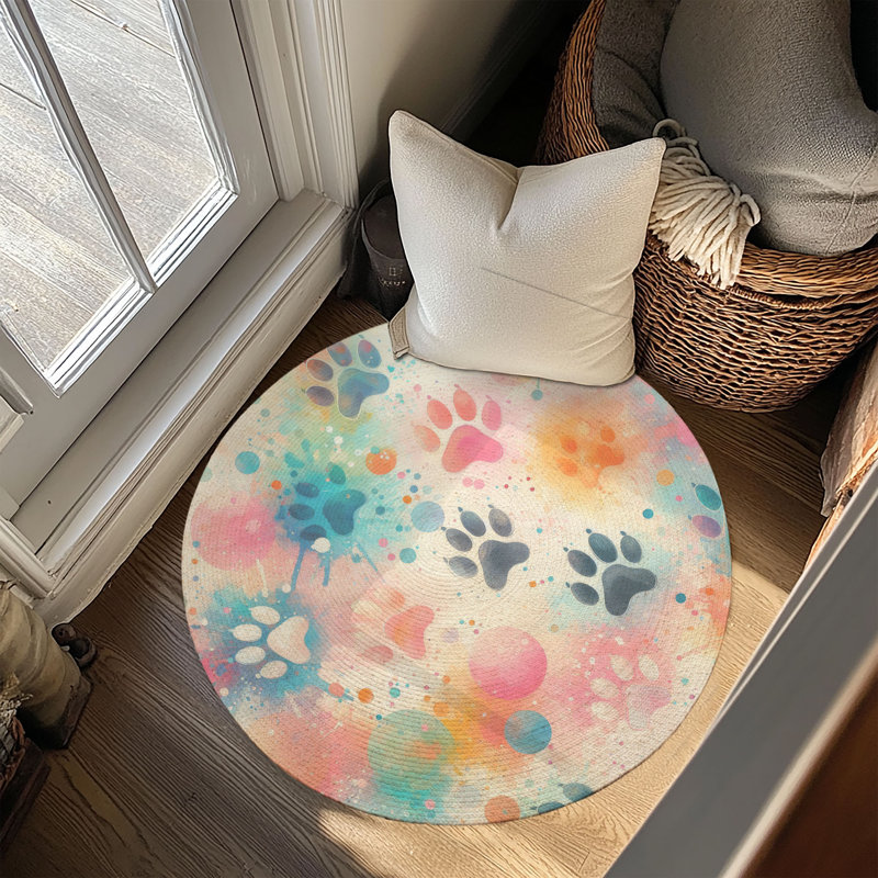 Tapis tressé Dog Paw, Rond 5 pi