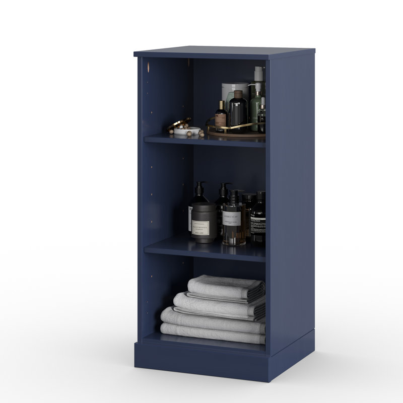100% Solid Wood Bathroom Cabinet with Adjustable Shelves, 35.75" H x 16.5" W x 15.5" D, Dark Blue