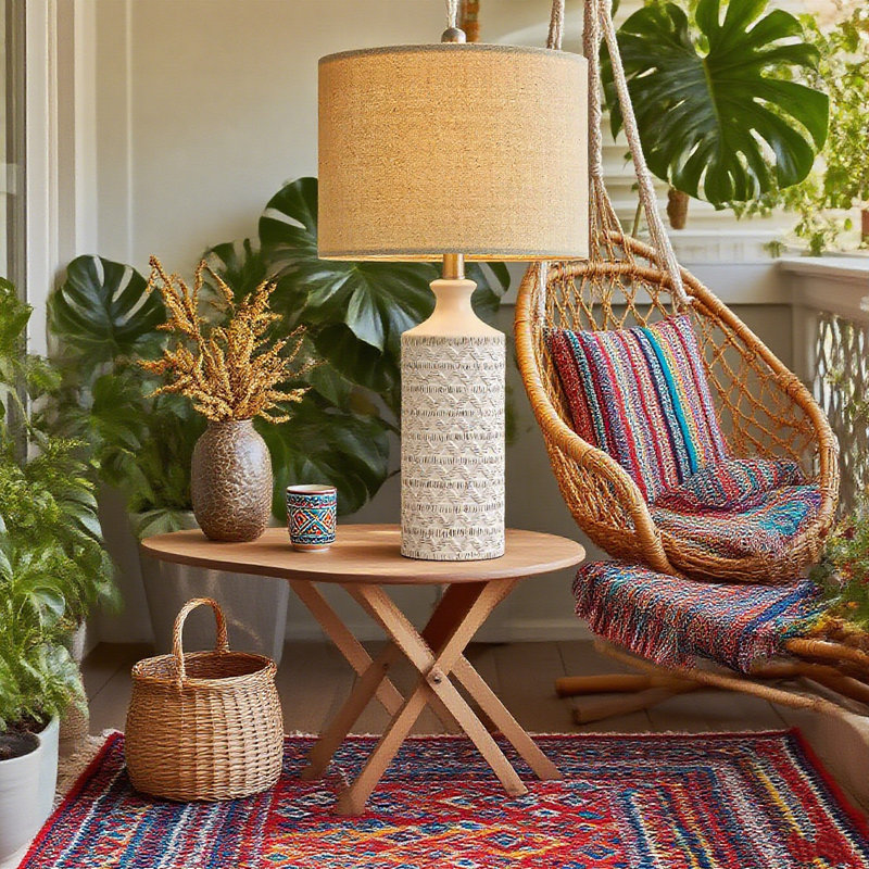 Ensemble de 2 lampes de table en céramique pour la chambre à coucher et le salon, lampes de table de chevet modernes avec interrupteur rotatif, conception de ferme de 24 pouces de hauteur