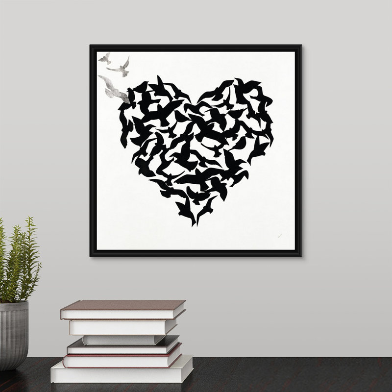 «Hearts in Flight IV», impression sur toile, H 13,7 po x l 13,7 po x p 1,75 po, Cadre flottant noir
