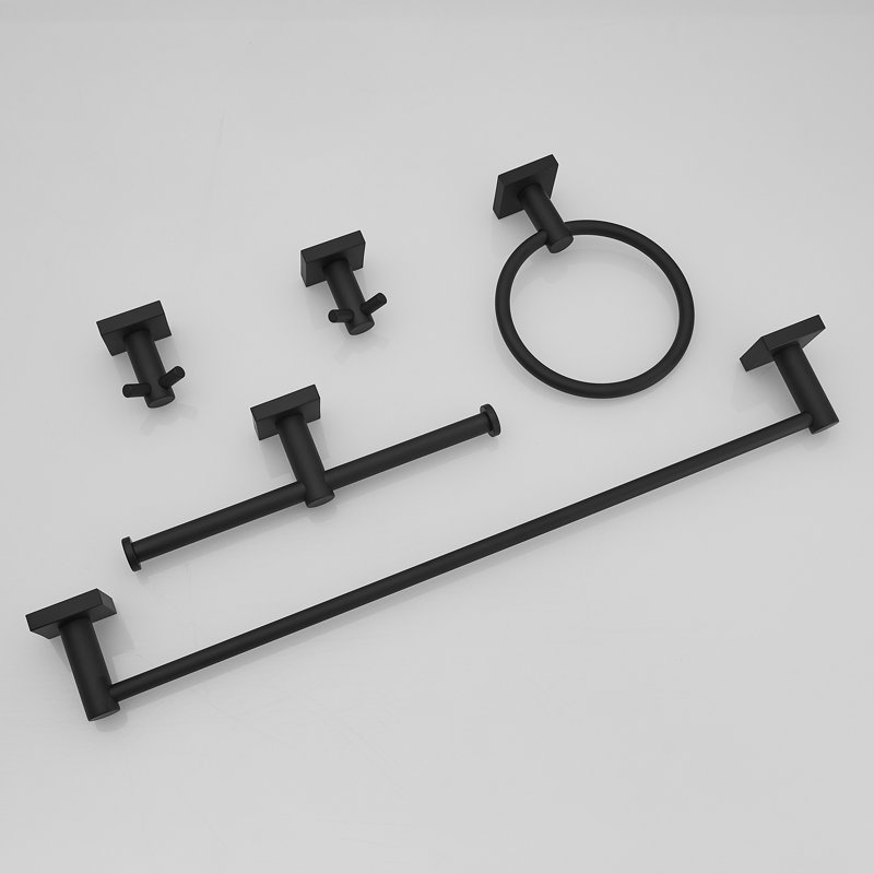 1 5 - Piece Bathroom Hardware Set, Matte Black