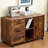 Rustic Brown Mobile Office Cabinet w/ 3 Drawers(1 Lockable),Under Desk Rolling Lateral File Cabinet
