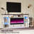 Keating 70" Farmhouse TV Stand 42" Electric Fireplace, LED Lights, Storage Drawers ,& Cabinets,White-1216401818