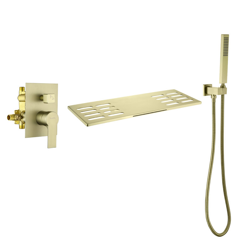 Wall Tub Spout with Diverter, Brushed Gold