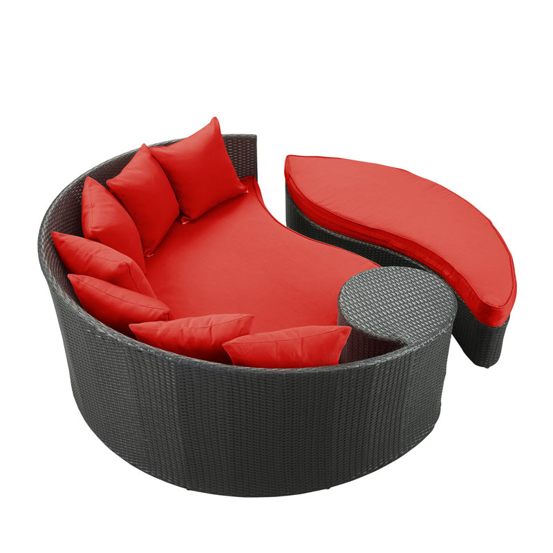 Modway Taiji Outdoor Patio Daybed, Espresso, Red