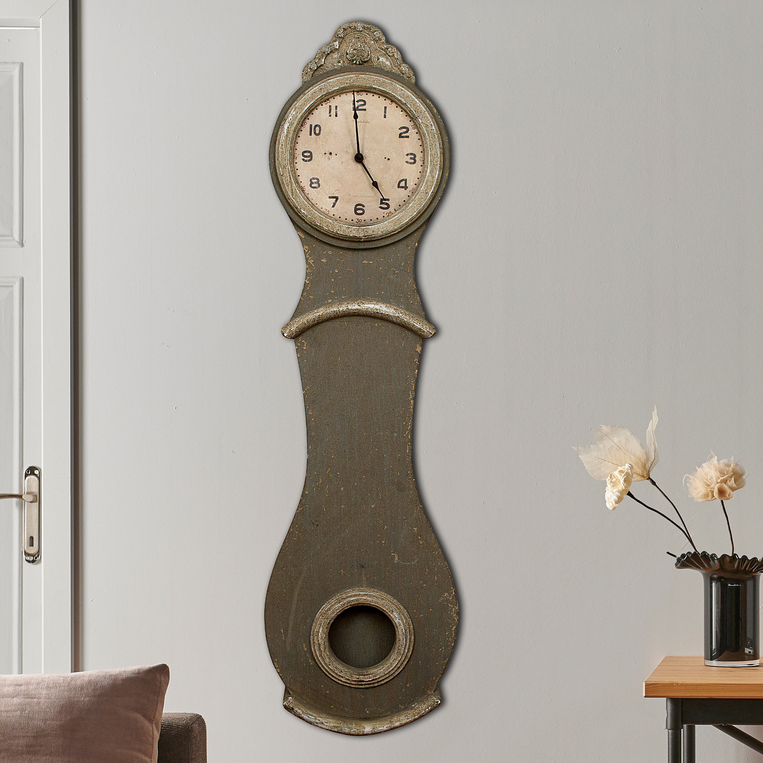 Laurel Foundry Modern Farmhouse® Dawlish Decorative Reclaimed Wood Grandfather Style Wall Clock with Distressed Finish & Reviews | Wayfair
