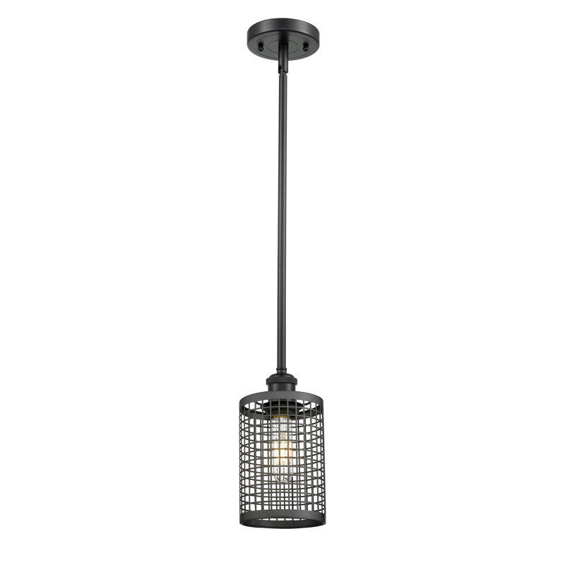 Luminaire suspendu cylindrique à 1 lumière Peraza, Noir mat